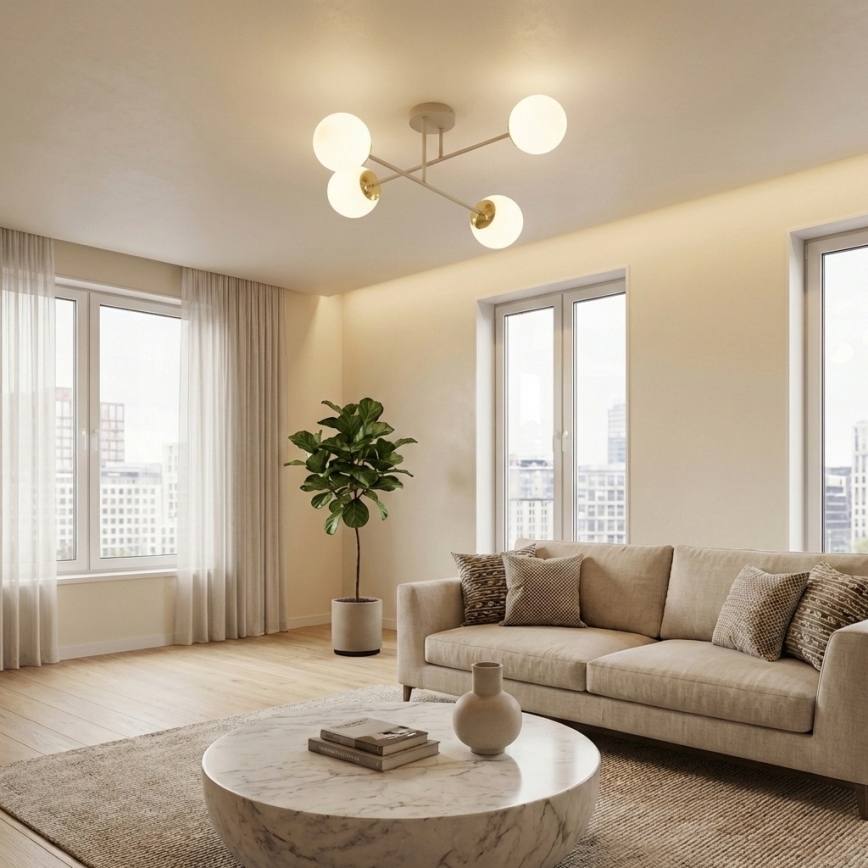 Brilagi - Aufgesetzte Deckenleuchte MILO ECRU 4xE27/60W/230V beige/gold