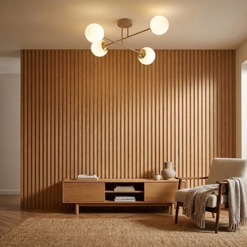 Brilagi - Aufgesetzte Deckenleuchte MILO ECRU 4xE27/60W/230V beige/gold