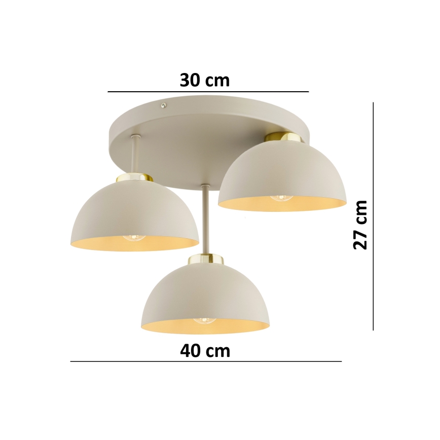 Brilagi - Aufgesetzte Deckenleuchte MOON 3xE27/60W/230V beige/gold
