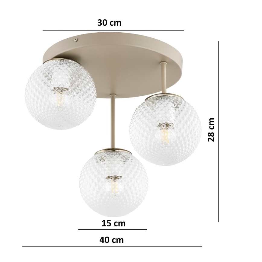 BRILAGI - Aufgesetzte Deckenleuchte STELLA 3xE27/60W/230V Beige/Gold
