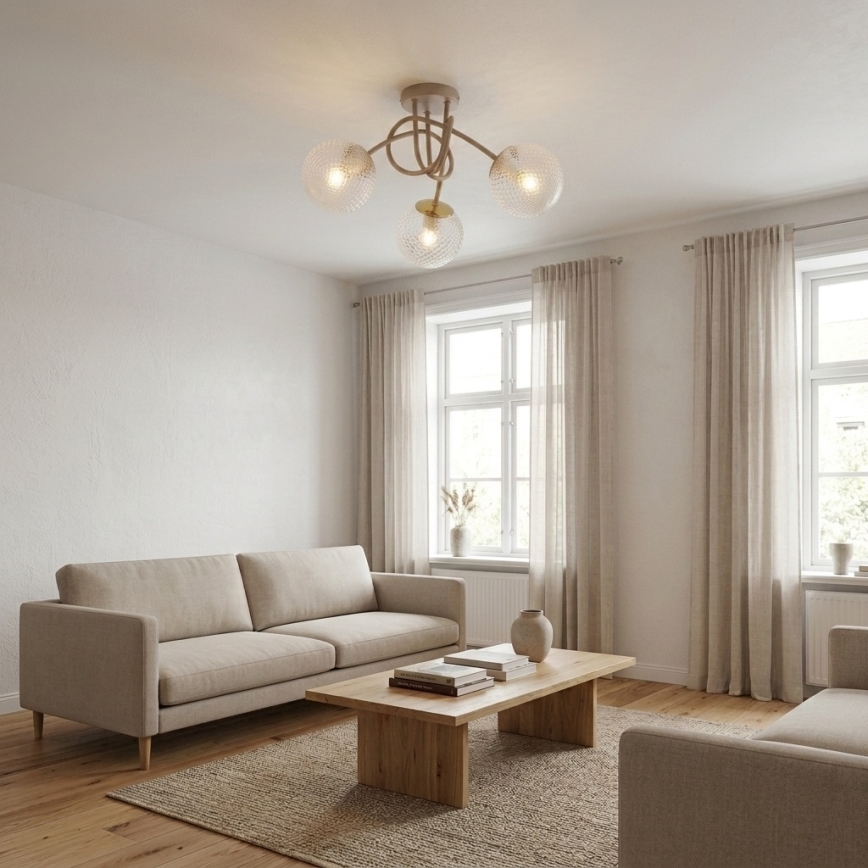 Brilagi - Aufgesetzte Deckenleuchte STELLA 3xE27/60W/230V beige/gold