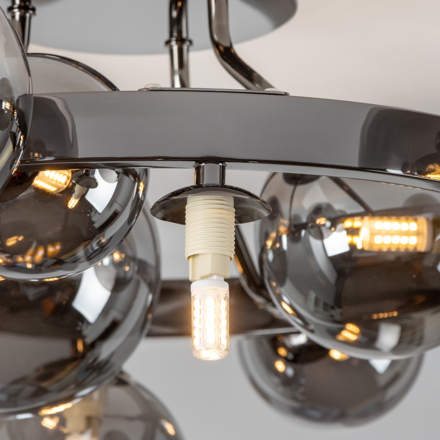 Brilagi - Aufgesetzte LED-Deckenleuchte MILLA 10xG9/3W/230V schwarz-chrom/rauchglas