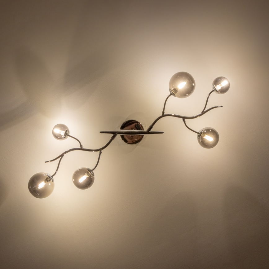 Brilagi - Aufgesetzte LED-Deckenleuchte MISTEL 6xG9/3W/230V schwarz-chrom/rauchglas