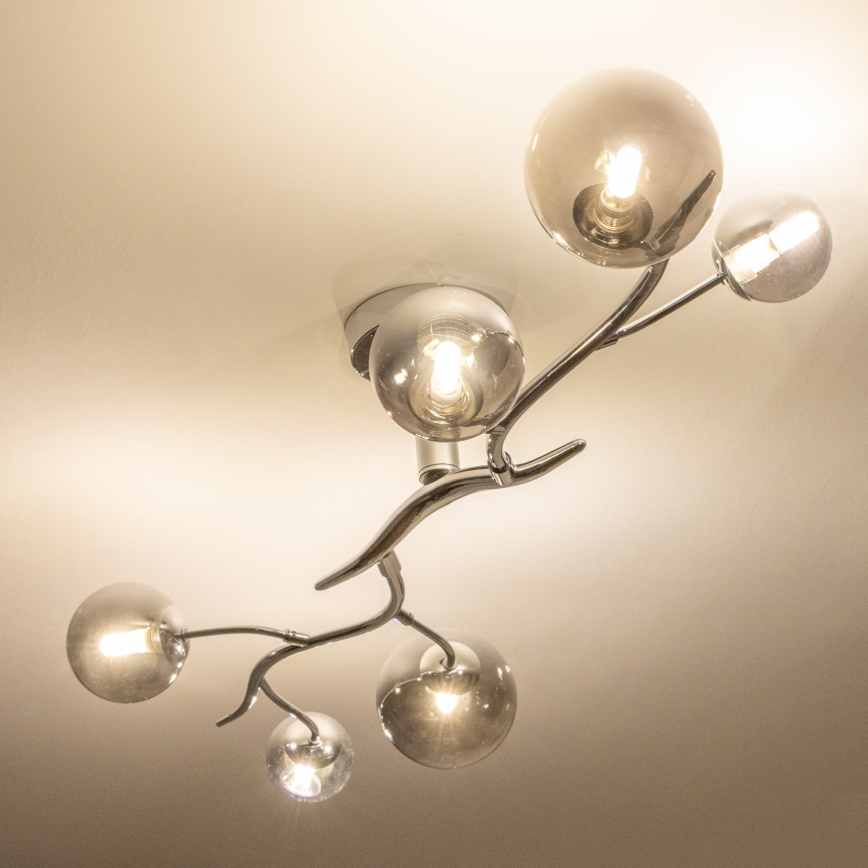 Brilagi - Aufgesetzte LED-Deckenleuchte MISTEL 6xG9/3W/230V schwarz-chrom/rauchglas