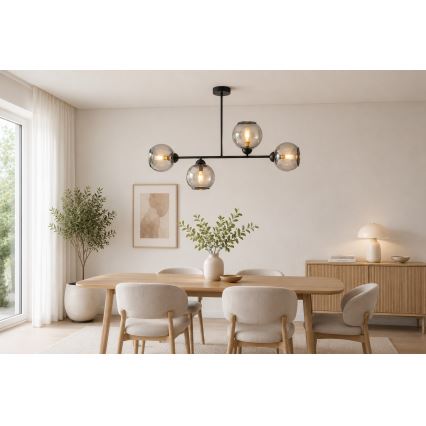 Brilagi - Aufgesetzter Kronleuchter DIOR 4xE27/60W/230V schwarz/rauchgrau
