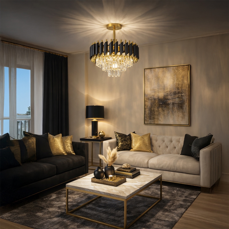 Brilagi - Aufgesetzter Kronleuchter ECLIPSE 5xE14/10W/230V Ø 38 cm Schwarz/Gold