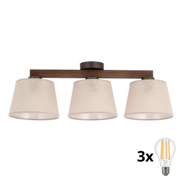 BRILAGI - Aufgesetzter LED-Kronleuchter LATTE 3xE27/15W/230V Kiefer/Beige