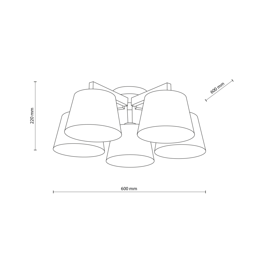 Brilagi - Aufputz-Deckenleuchte LATTE 5xE27/15W/230V Kiefer/Creme