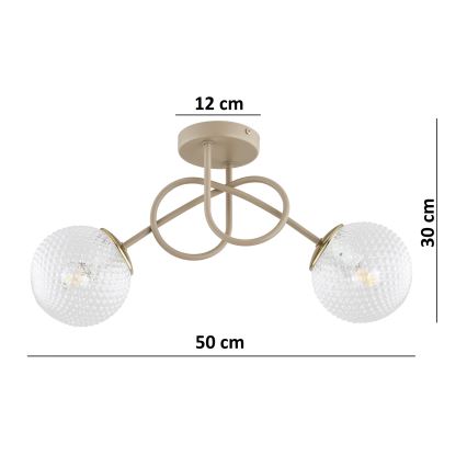 Brilagi - Aufputz-Deckenleuchte STELLA 2xE27/60W/230V Beige/Gold