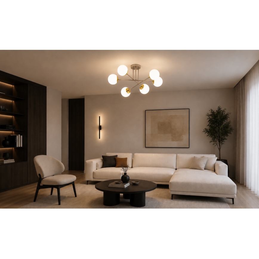 Brilagi - Aufputz-Kronleuchter MILO 6xE27/60W/230V beige/gold