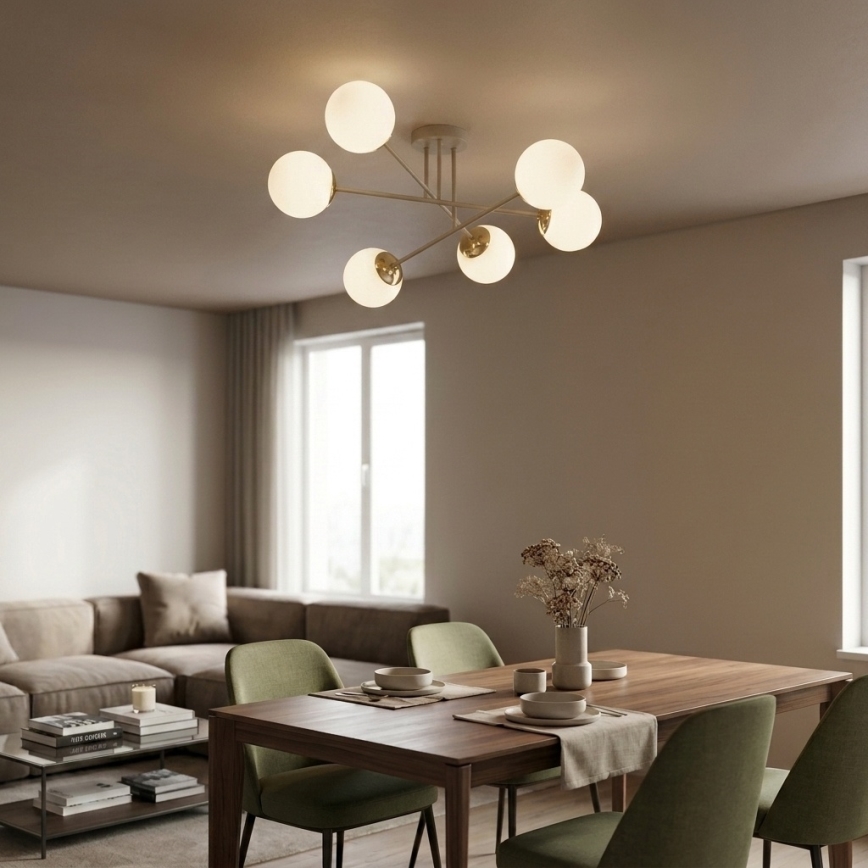 Brilagi - Aufputz-Kronleuchter MILO 6xE27/60W/230V beige/gold