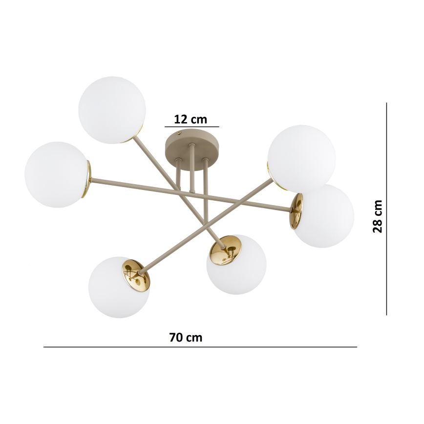 Brilagi - Aufputz-Kronleuchter MILO 6xE27/60W/230V beige/gold