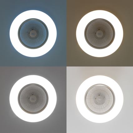 Brilagi - LED-Dimmleuchte mit Ventilator AURA LED/38W/230V 3000-6000K Silber + Fernbedienung