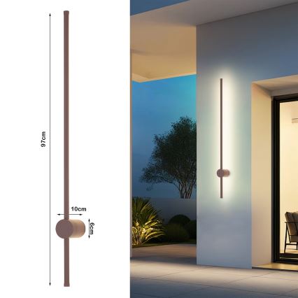 Brilagi - LED-Außenwandleuchte AURA LED/20W/230V 3000K IP54 97 cm braun CRI 90