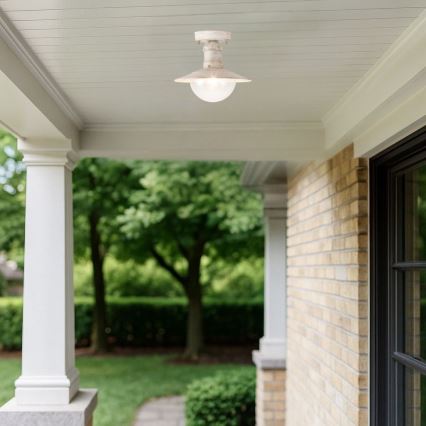 Brilagi - Außen-Deckenleuchte MOLDE 1xE27/60W IP44 weiß/Patina