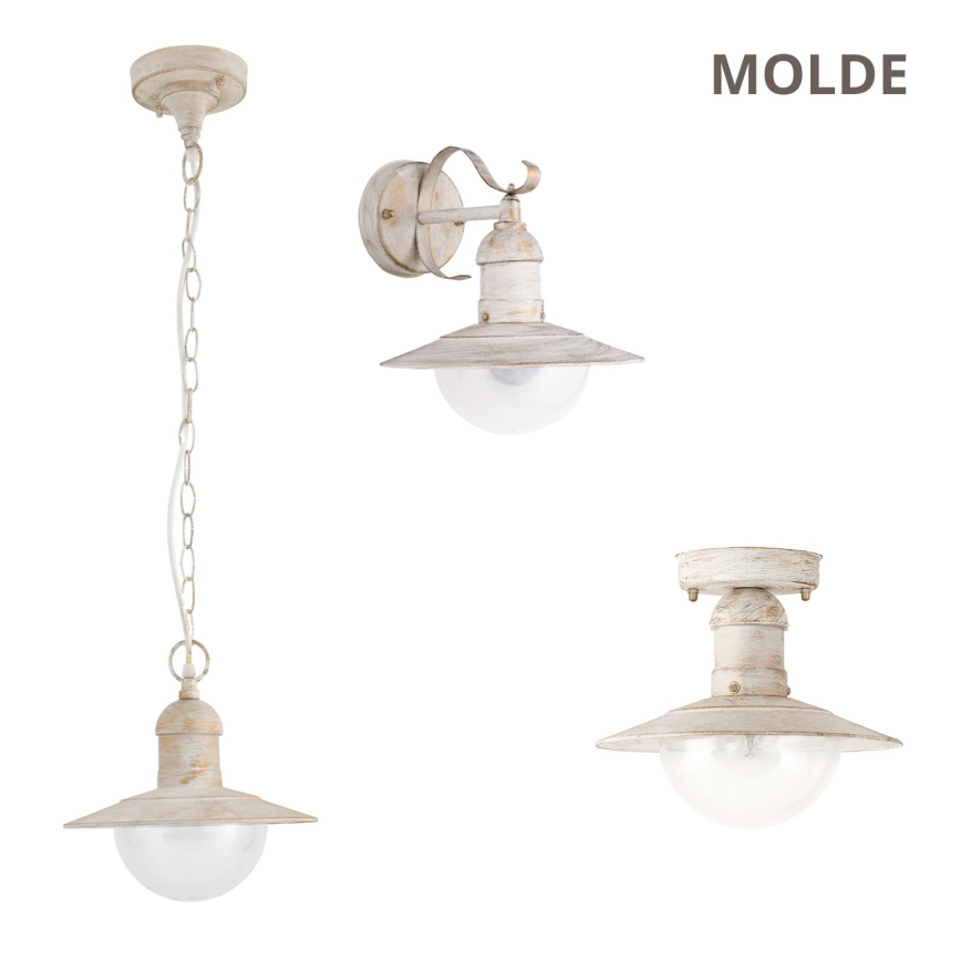 Brilagi - Außen-Deckenleuchte MOLDE 1xE27/60W IP44 weiß/Patina