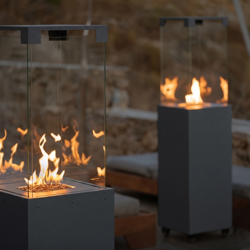 Brilagi - Außen-Gaskamin FLARO GAS 142x36 cm 8kW 1xAAA anthrazit + Schutzabdeckung