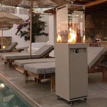 Brilagi - Außen-Gaskamin FLARO GAS 142x36 cm 8kW 1xAAA beige + Schutzabdeckung