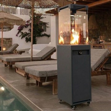 Brilagi - Außen-Gaskamin FLARO GAS 142x36 cm 8kW 1xAAA schwarz + Schutzabdeckung