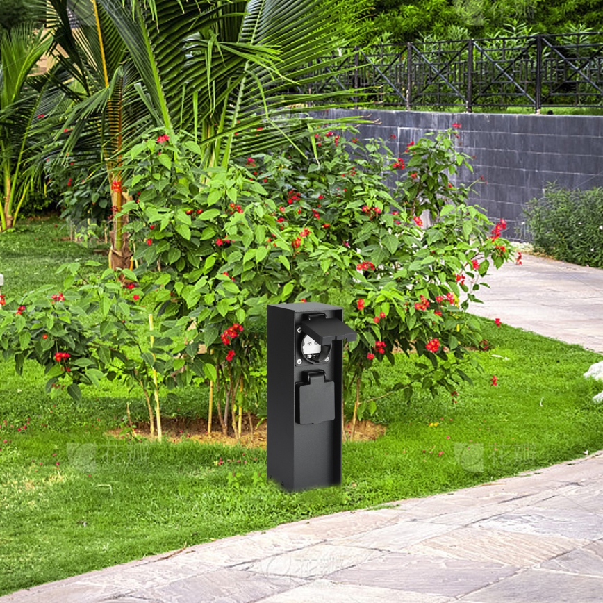 Brilagi - Außen-Steckdosensäule PILLAR 2x SCHUKO 230V IP44 schwarz