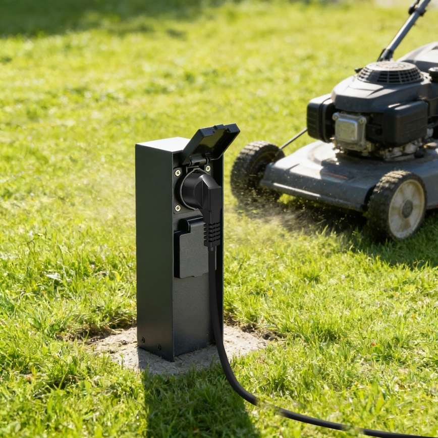 BRILAGI - Außen-Steckdosensäule PILLAR 2x SCHUKO 230V IP44 schwarz