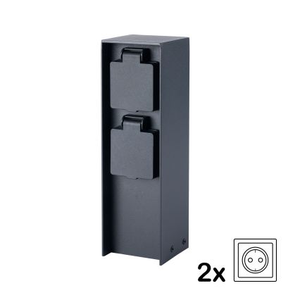 BRILAGI - Außen-Steckdosensäule PILLAR 2x SCHUKO 230V IP44 schwarz