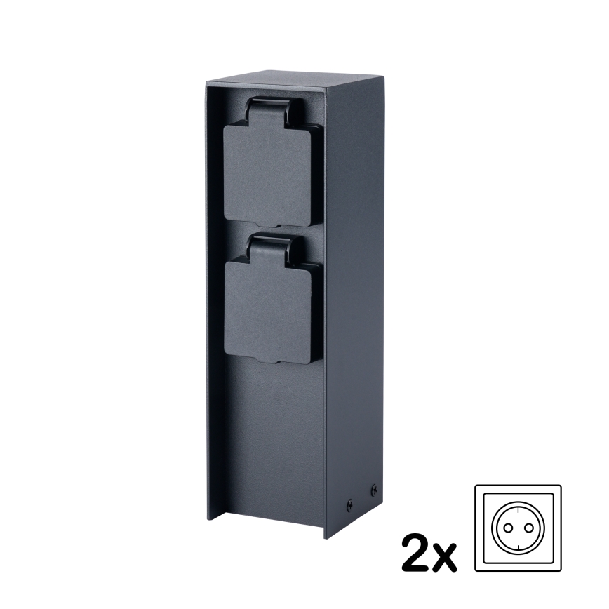 BRILAGI - Außen-Steckdosensäule PILLAR 2x SCHUKO 230V IP44 schwarz