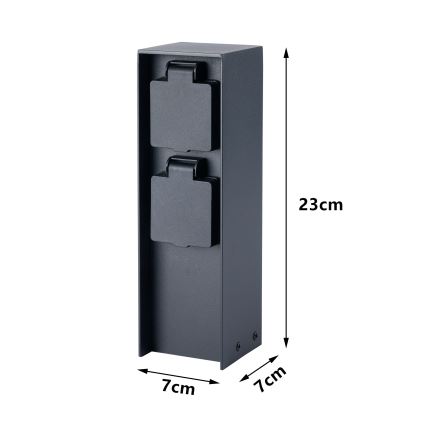 BRILAGI - Außen-Steckdosensäule PILLAR 2x SCHUKO 230V IP44 schwarz