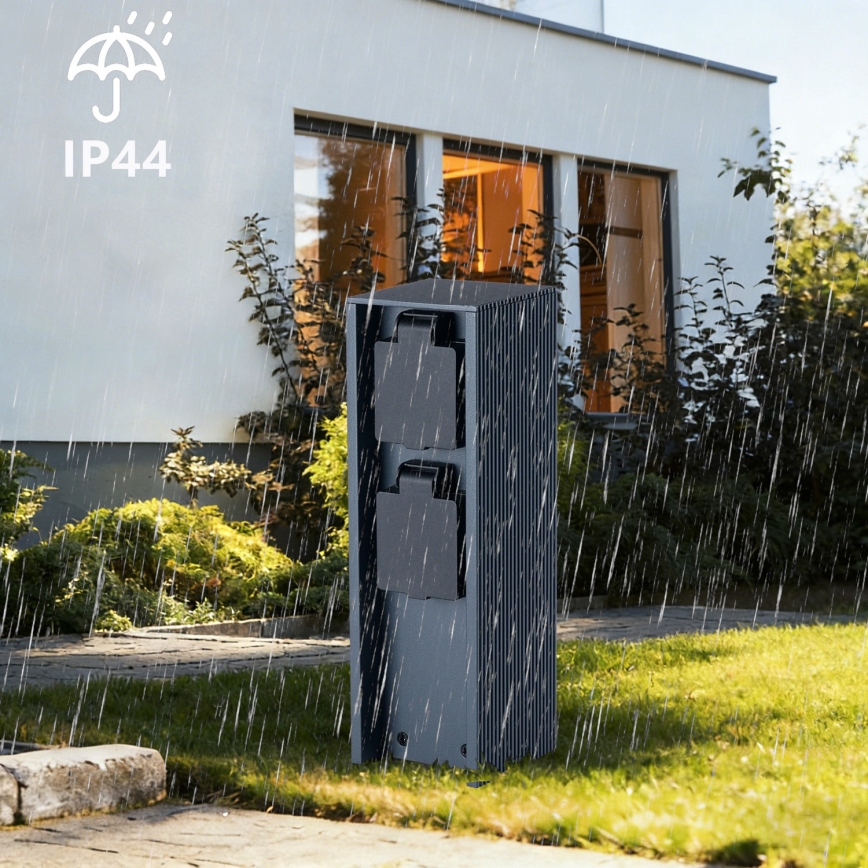 Brilagi - Außen-Steckdosensäule PILLAR 2Z SCHUKO 230V IP44 anthrazit