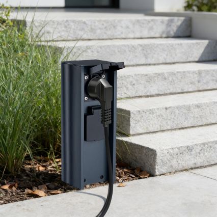 Brilagi - Außen-Steckdosensäule PILLAR 2Z SCHUKO 230V IP44 anthrazit