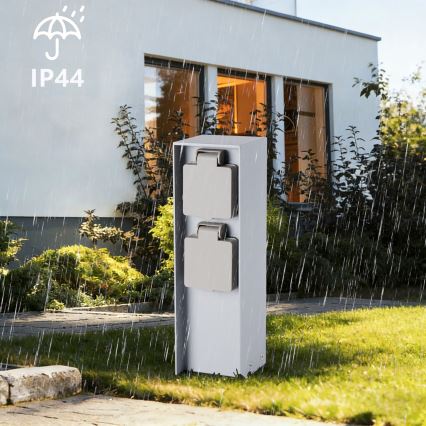 Brilagi - Außen-Steckdosensäule PILLAR 2× SCHUKO 230V IP44 silber