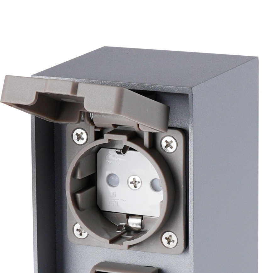 Brilagi - Außen-Steckdosensäule PILLAR 2× SCHUKO 230V IP44 silber