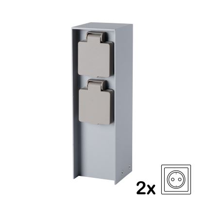Brilagi - Außen-Steckdosensäule PILLAR 2× SCHUKO 230V IP44 silber