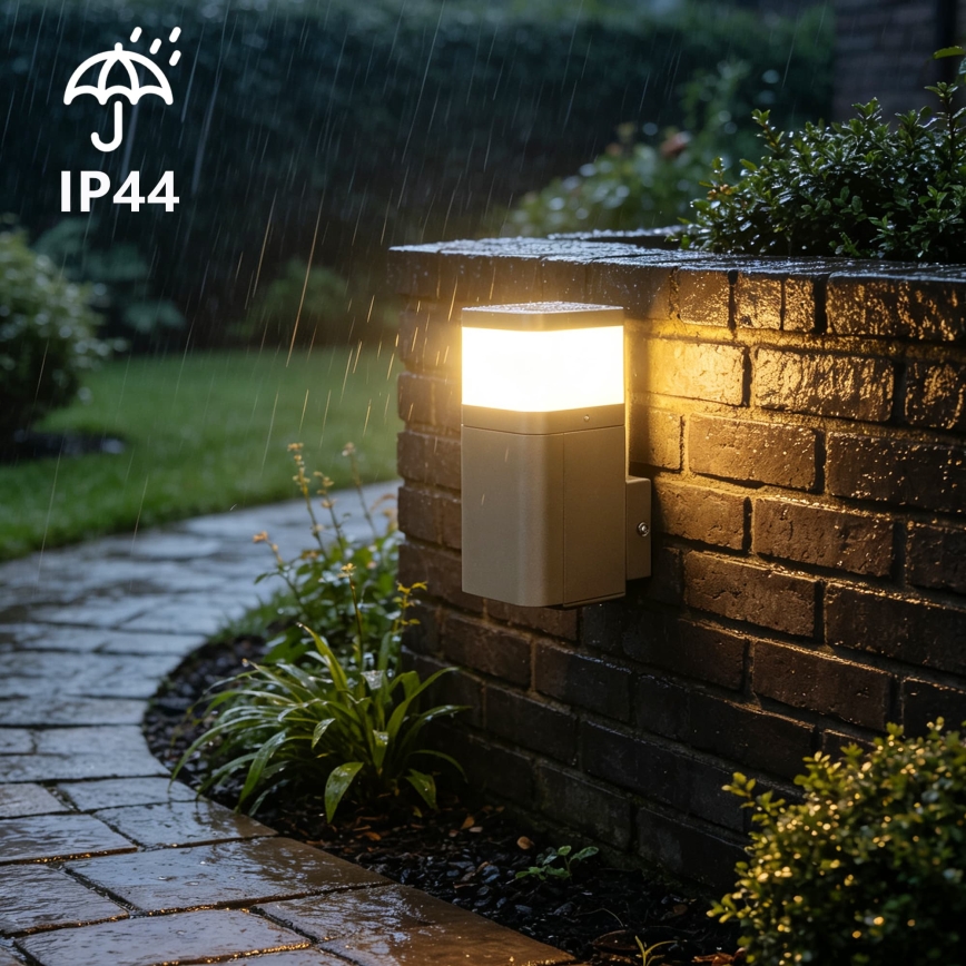 BRILAGI - Außenwandleuchte mit SCHUKO-Steckdose PILLAR 1xG9/11W/230V IP44 grau