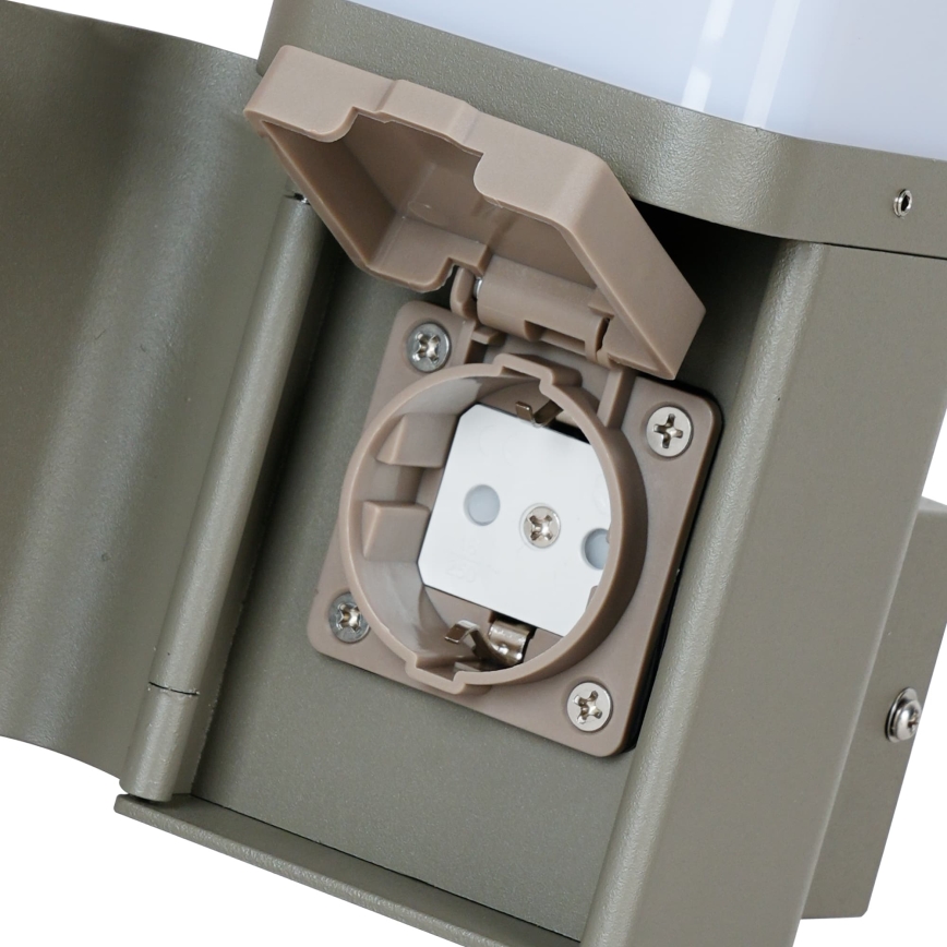 BRILAGI - Außenwandleuchte mit SCHUKO-Steckdose PILLAR 1xG9/11W/230V IP44 grau