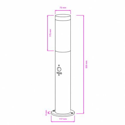 BRILAGI - Außenleuchte mit Bewegungsmelder ELIA 1xE27/20W/230V IP44 50 cm mattchrom
