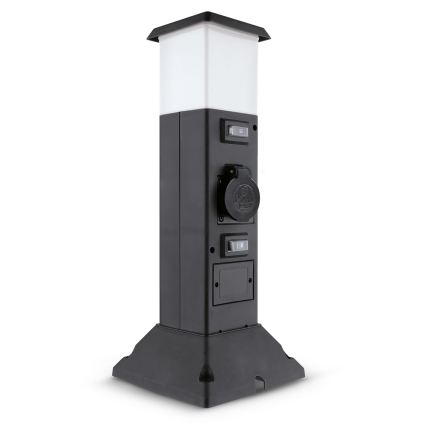 Brilagi - Außenleuchte mit 2 SCHUKO-Steckdosen 1xE14/15W/230V IP44 schwarz