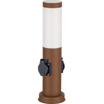Brilagi - Außenleuchte mit 2 SCHUKO-Steckdosen 1xE27/15W/230V 40 cm IP44 braun