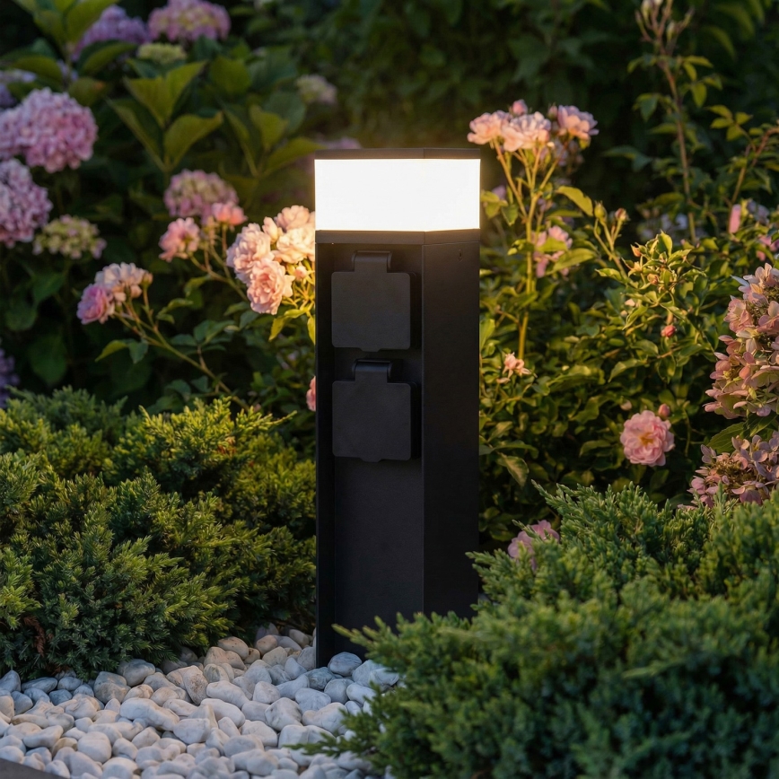 Brilagi - Außenleuchte mit 2 SCHUKO-Steckdosen 1xG9/11W/230V IP44 schwarz