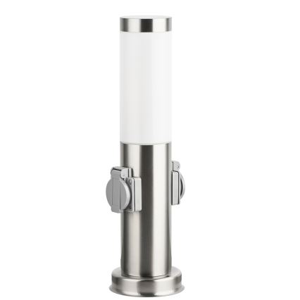 Brilagi - Außenleuchte mit 2 SCHUKO-Steckdosen NOVA 1xE27/15W/230V 40 cm IP44 mattchrom