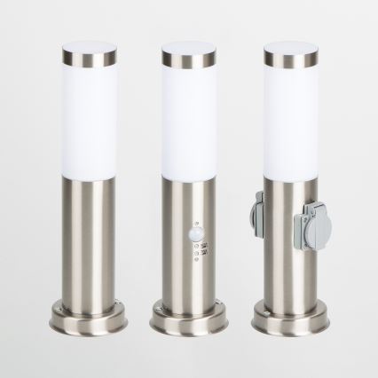 Brilagi - Außenleuchte mit 2 SCHUKO-Steckdosen NOVA 1xE27/15W/230V 40 cm IP44 mattchrom