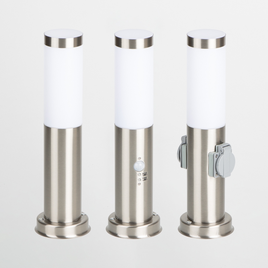 Brilagi - Außenleuchte mit 2 SCHUKO-Steckdosen NOVA 1xE27/15W/230V 40 cm IP44 mattchrom