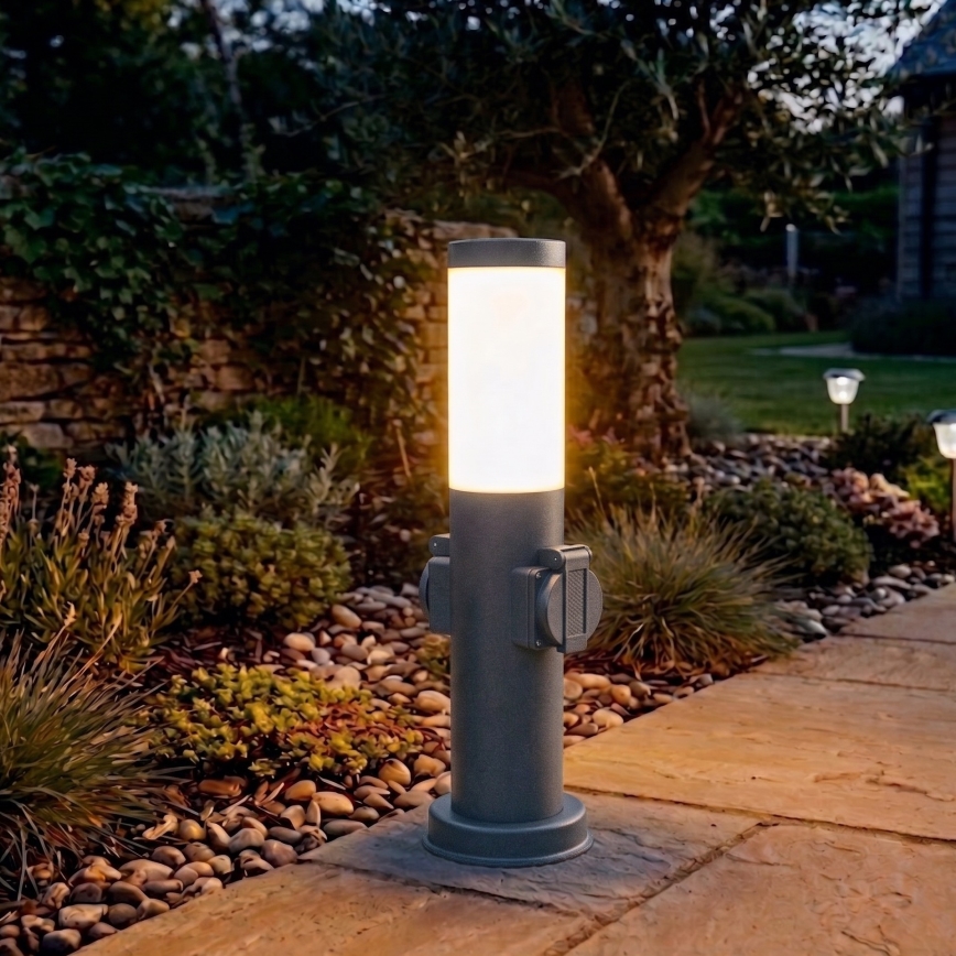 Brilagi - Außenleuchte NOVA mit 2 SCHUKO-Steckdosen 1xE27/15W/230V 40 cm IP44 anthrazit