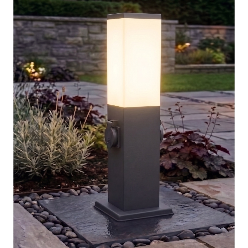 Brilagi - Außenleuchte mit 2 SCHUKO-Steckdosen NOVA 1xE27/15W/230V 40 cm IP44 Anthrazit