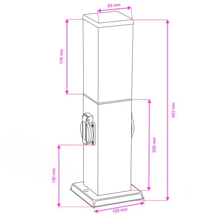 Brilagi - Außenleuchte mit 2 SCHUKO-Steckdosen NOVA 1xE27/15W/230V 40 cm IP44 Anthrazit