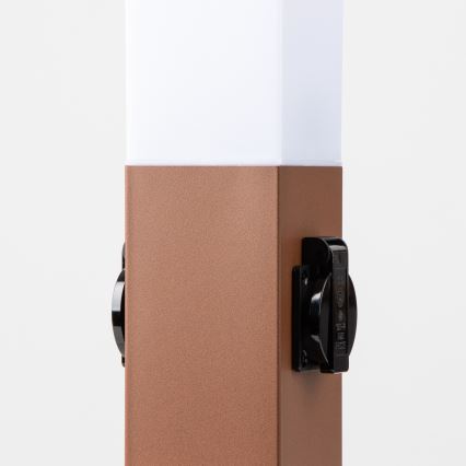 Brilagi - Außenleuchte mit 2 SCHUKO-Steckdosen NOVA 1xE27/15W/230V 40 cm IP44 braun