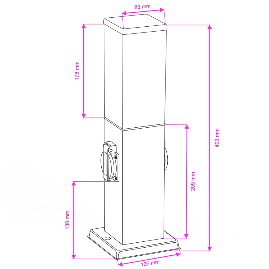 Brilagi - Außenleuchte mit 2 SCHUKO-Steckdosen NOVA 1xE27/15W/230V 40 cm IP44 braun