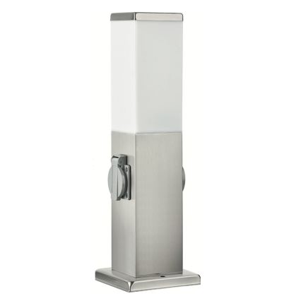 Brilagi - Außenleuchte mit 2 SCHUKO-Steckdosen NOVA 1xE27/15W/230V 40 cm IP44 mattchrom