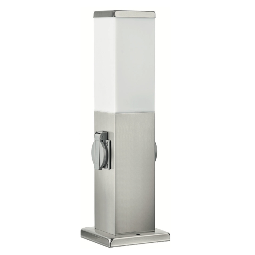Brilagi - Außenleuchte mit 2 SCHUKO-Steckdosen NOVA 1xE27/15W/230V 40 cm IP44 mattchrom