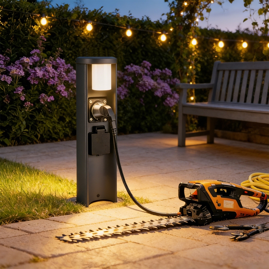 Brilagi - Außenleuchte mit 2 SCHUKO-Steckdosen PILLAR 1xG9/11W/230V IP44 Anthrazit